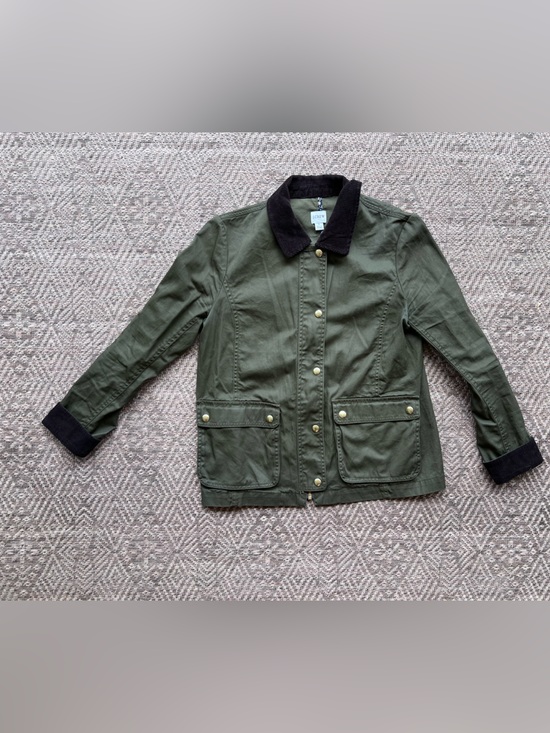 J. Crew Jackets & Blazers - J.Crew Olive Field Jacket Corduroy Collar Utility Jacket Womens Small